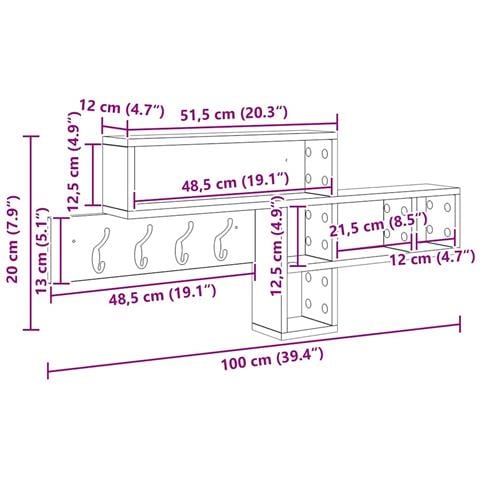 Appendiabiti a muro Bianco 100 x 12 x 43.5 cm Legno multistrato - Foto 9