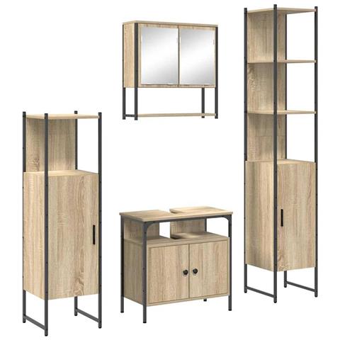 Set di mobili per il bagno con lo scaffale 4 pcs rovere sonoma - Foto 1