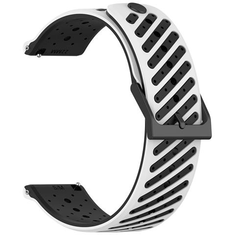 Cinturino In Silicone Da 22 Mm Con Fori Angolati Compatibile Con Suunto Race2 E Altri Orologi Con Interfaccia Da 22 Mm White+black - Foto 1
