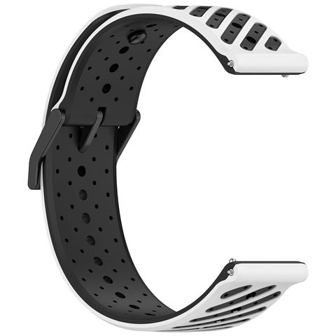 Cinturino In Silicone Da 22 Mm Con Fori Angolati Compatibile Con Suunto Race2 E Altri Orologi Con Interfaccia Da 22 Mm White+black - Foto 2