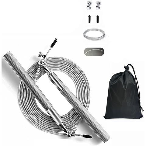 Corda Per Saltare In Filo D'acciaio Da 1,2 Cm Con Corda Di Ricambio E Borsa - Ideale Per Fitness E Allenamento Di Velocità Silver - Foto 1