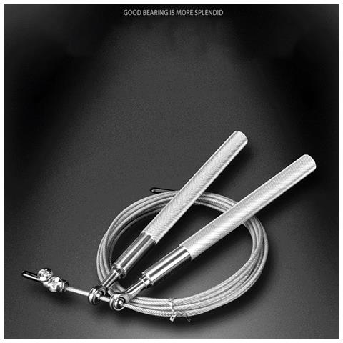 Corda Per Saltare In Filo D'acciaio Da 1,2 Cm Con Corda Di Ricambio E Borsa - Ideale Per Fitness E Allenamento Di Velocità Silver - Foto 2
