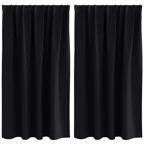 Tende con tende 2 pcs Nero 140x140cm Poliestere - Foto 1