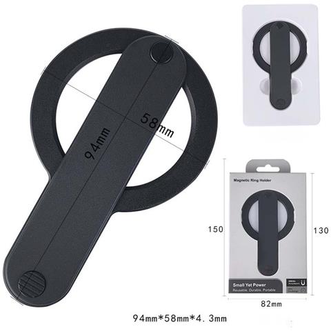 Supporto Magnetico Per Telefono Con Cinturino - Lega Di Alluminio E Tpu - Compatibile Con Ricarica Wireless Black - Foto 5