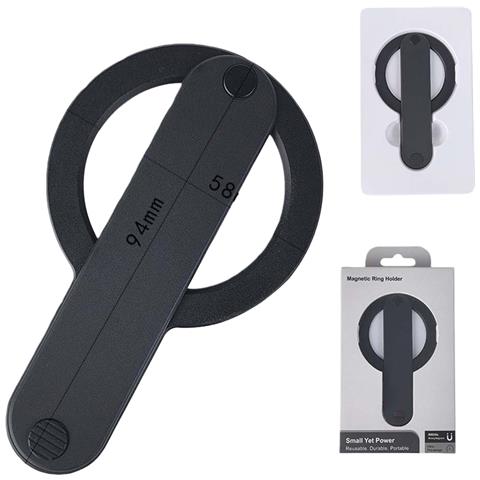 Supporto Magnetico Per Telefono Con Cinturino - Lega Di Alluminio E Tpu - Compatibile Con Ricarica Wireless Black - Foto 1