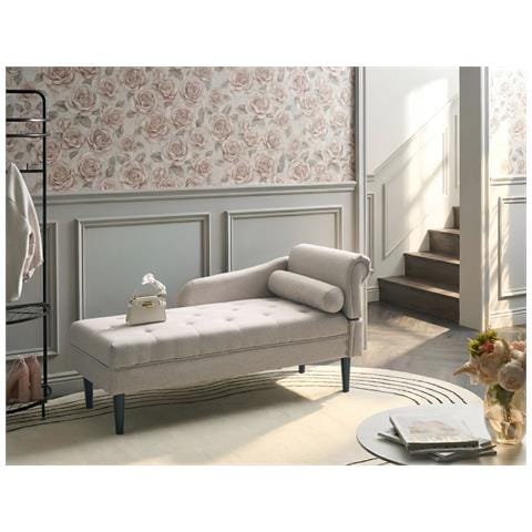 Chaise Longue Versione Destra Yvoire Tessuto Beige - Foto 1