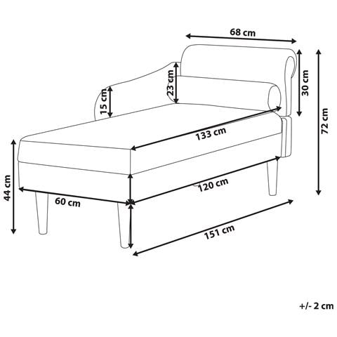 Chaise Longue Versione Destra Yvoire Tessuto Beige - Foto 8