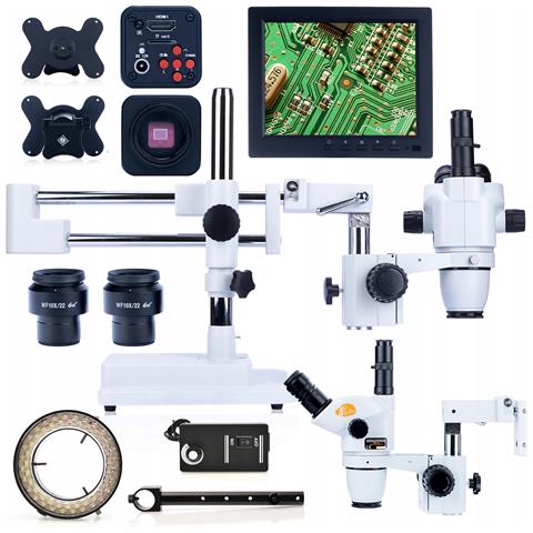 Mikroscopio Stereoscopico Trinoculare Moon Pro Msmp-t-sdms1-6745 Con Camera Hdmi 1080p - Zoom 6.7x-45x, Display 8"" E Illuminatore Led - Foto 1