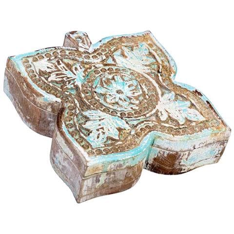 Scatola In Legno Con Finitura Artigianale Blu Anticato 18,5x20x5h Cm - Foto 1