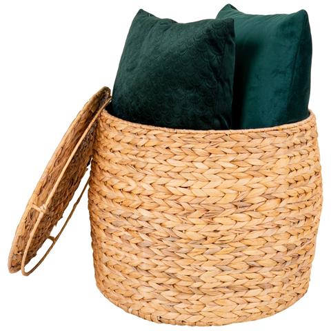 Tavolino Contenitore Delia In Giacinto D'acqua Naturale Ø43x34 Cm - Foto 2
