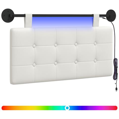 Testiera sospesa Con luce LED Bianco Similpelle - Foto 1