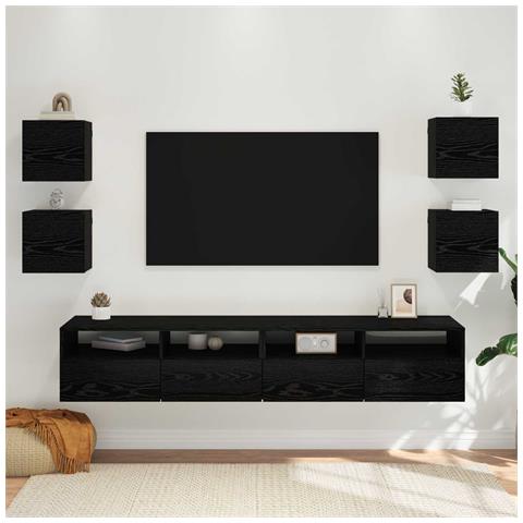 Mobile TV da parete 4 pcs Rovere Nero 30,5 x 30 x 30 cm - Foto 2