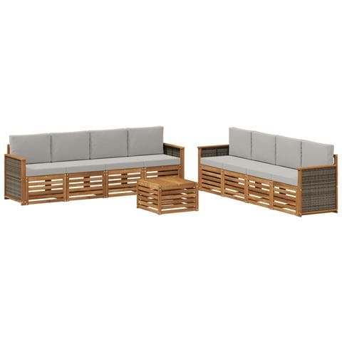 Set divani con cuscino 9 pcs Legno di Acacia Massello - Foto 1