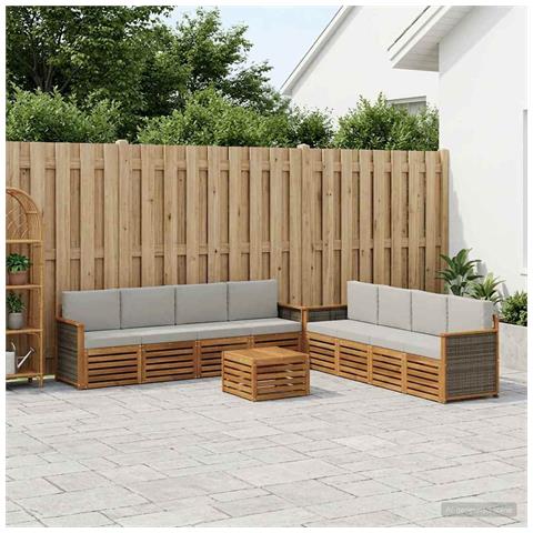 Set divani con cuscino 9 pcs Legno di Acacia Massello - Foto 2
