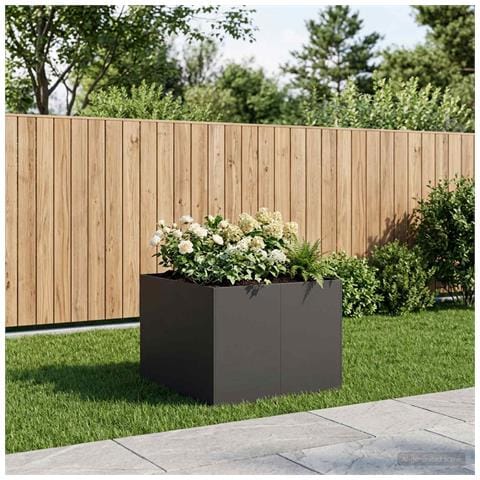 Vaso da giardino Nero 80 x 80 x 60 cm Acciaio laminato a freddo - Foto 2