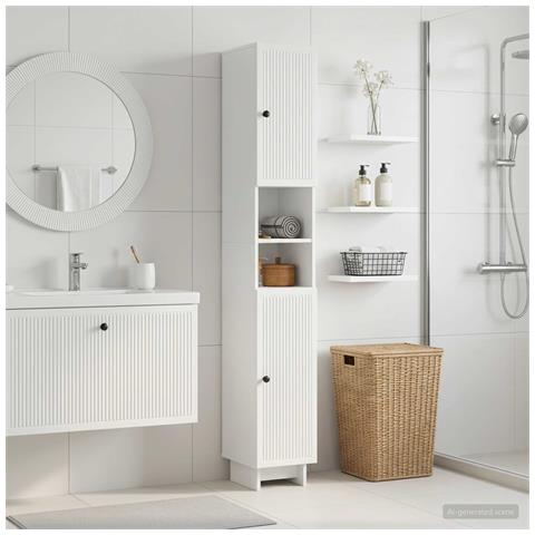 Armadio da Bagno con Ripiano Aperto EDE Bianco Lucido - Foto 2