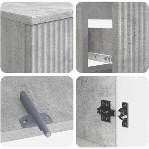 Set di armadietti da bagno in 3 pezzi ARNHEM Grigio Cemento - Foto 10