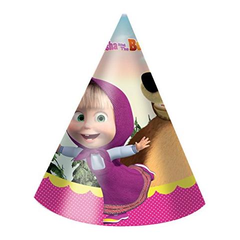 86566 - Cappellini Carta Masha E Orso, 6 Pezzi, Multicolore - Foto 1