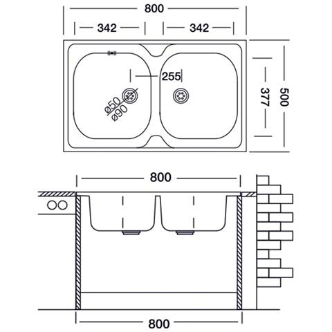 Lavello Appoggio 80x50 50 Series 2 Vasche N214 - Foto 2