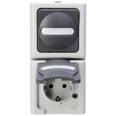 1 Pezzo Completo Combinazione Interruttore / prese Blueelectric Grigio - Foto 1