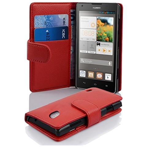 Custodia Compatibile Con Huawei Ascend G700 In Rosso Cremisi - Coperchio Protettivo In Ecopelle Testurizzata E Tasca Per Carte Di Credito - Foto 4