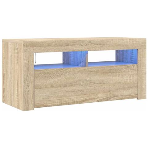 Mobile Porta TV con Luci LED Rovere Sonoma 90x35x40 cm - Foto 1