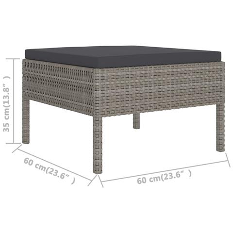 Set Divani Da Giardino 9 Pz Con Cuscini In Polyrattan Grigio - Foto 9
