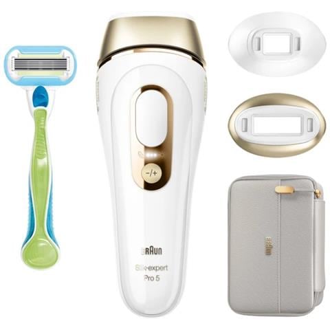 Epilatore a Luce Pulsata Silk Expert Pro 5 PL5154 con Testina di Precisione / Rasoio Gillette Venus Colore Bianco / Oro - Foto 2