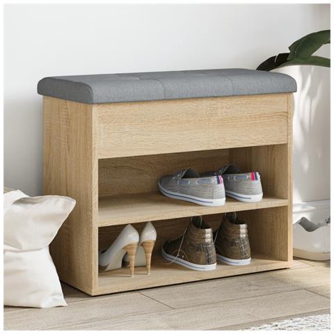 Panca Porta Scarpe Rovere Sonoma 62x32x50 Cm Legno Multistrato - Foto 1