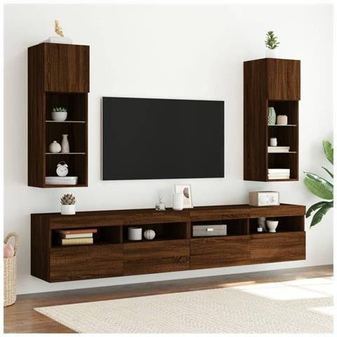 Mobili Porta Tv Con Luci Led 2 Pz Rovere Marrone 30,5x30x90 Cm - Foto 3