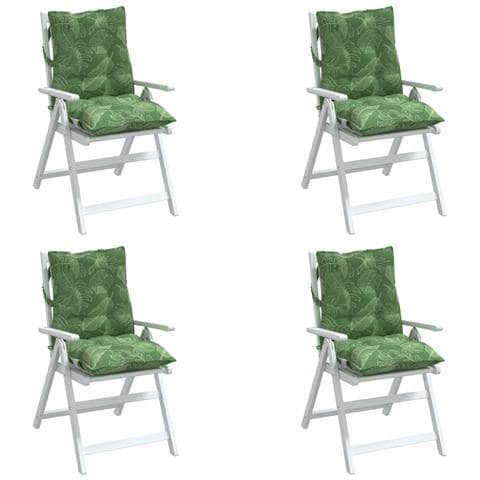 Cuscini Sedia Schienale Basso 4 Pz Motivo Foglie Tessuto Oxford - Foto 3
