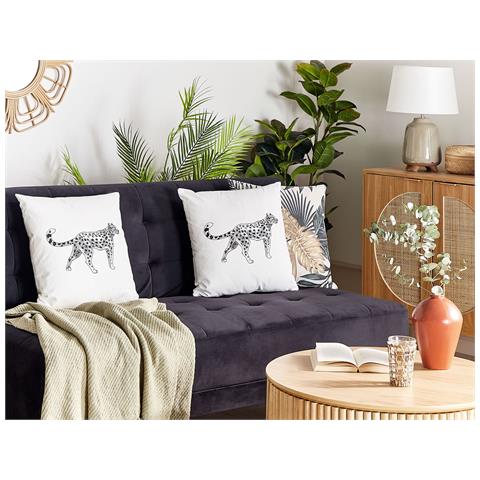 Set Di 2 Cuscini Marula Cotone 45 X 45 Cm Bianco Trama Animale - Foto 1