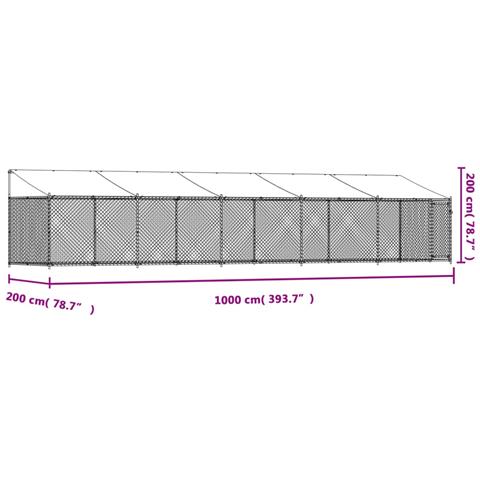 Gabbia Cani Con Tetto E Porta Grigia 10x2x2 M Acciaio Zincato - Foto 8