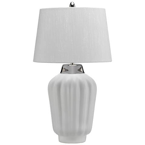 Lampada Da Scrivania Contemporanea Bexley Porcellana Bianco Nichel 1 Luce E27 - Foto 1
