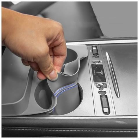 Portabicchieri Per Tesla Modello Y / 3, Vassoio Organizer Per Inserti Nella Console Centrale Grey - Foto 4