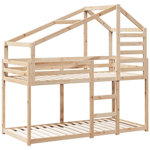 Letto A Castello Senza Materasso 90x190 Cm Legno Di Pino - Foto 2