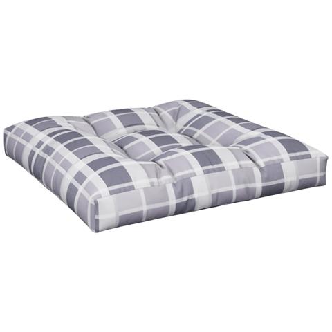 Cuscino Per Pallet Motivo A Quadri Grigi 80x80x12 Cm In Tessuto - Foto 2