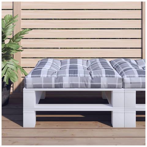 Cuscino Per Pallet Motivo A Quadri Grigi 80x80x12 Cm In Tessuto - Foto 1