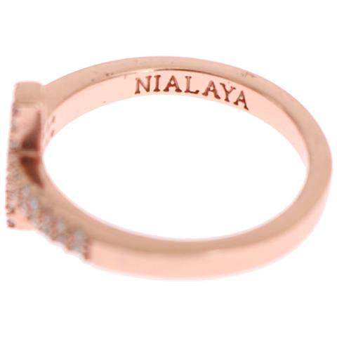 Anello Da Donna Con Croce Cz In Oro Rosa E Argento 925 - Eu49 - Us5 - Foto 2