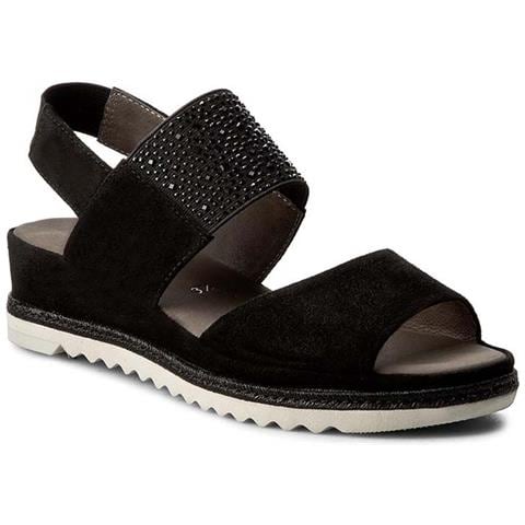 Sandali Donna In Pelle Nera Con Plateau 36 - Foto 2