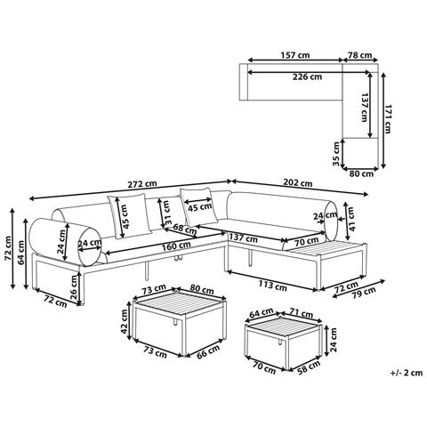 Set Di Divani Angolari Da Giardino 5 Posti Rasiglia Lato Sinistro Metallo Beige - Foto 5