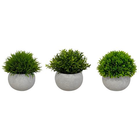 Set Di 3 Piante Artificiali, Vaso Grigio, Misura 11 Cm - Foto 1