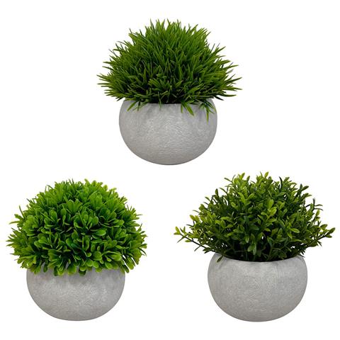 Set Di 3 Piante Artificiali, Vaso Grigio, Misura 11 Cm - Foto 4