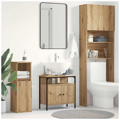 Mobile Lavabo Bagno Rovere Artigianale 60x30x60cm Truciolato - Foto 1