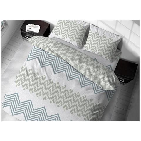 Sacco Copripiumino In 100% Cotone Made Italy Disegno Zig Zag Piazza E Mezza Verde - Foto 1