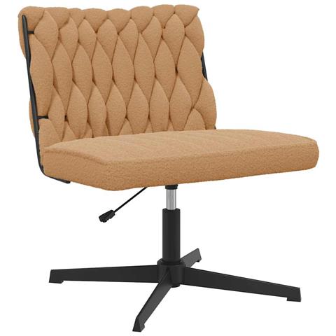 Sedia Da Ufficio Girevole In Tessuto Riccio Beige Effetto Lana - Foto 2