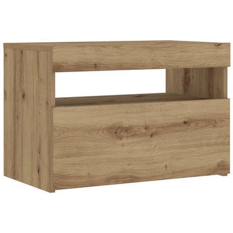 Comodino Con Led Rovere Artigianale 60x35x40 Cm In Truciolato - Foto 3