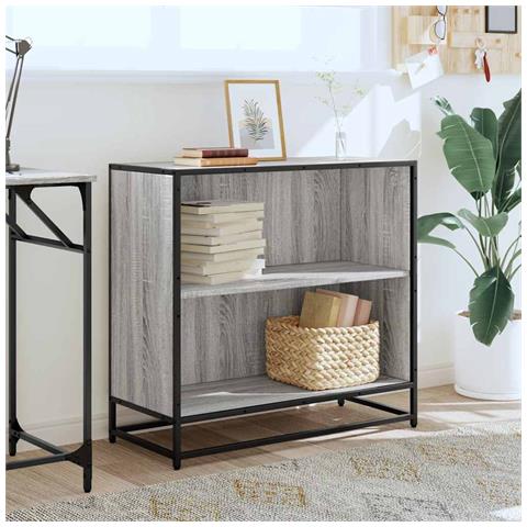 Libreria Grigio Sonoma 80,5x35x76 Cm In Legno Multistrato - Foto 3