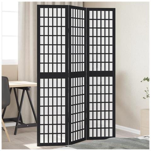 Divisorio Ambienti 3 Pannelli Nero Legno Massello Di Paulownia - Foto 1