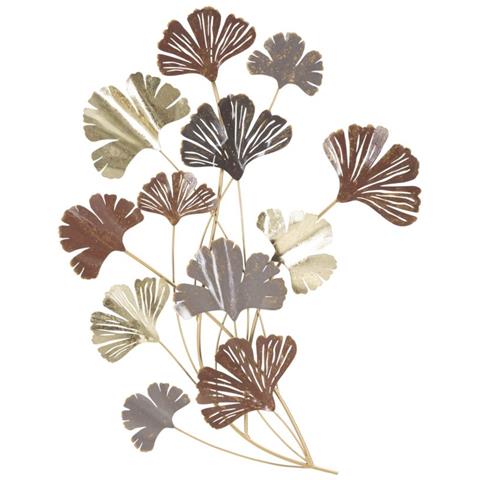 Decorazione In Metallo 3d Foglia 25 - Multicolore - Metallo - 69,5x5,5x92 Cm - Foto 1